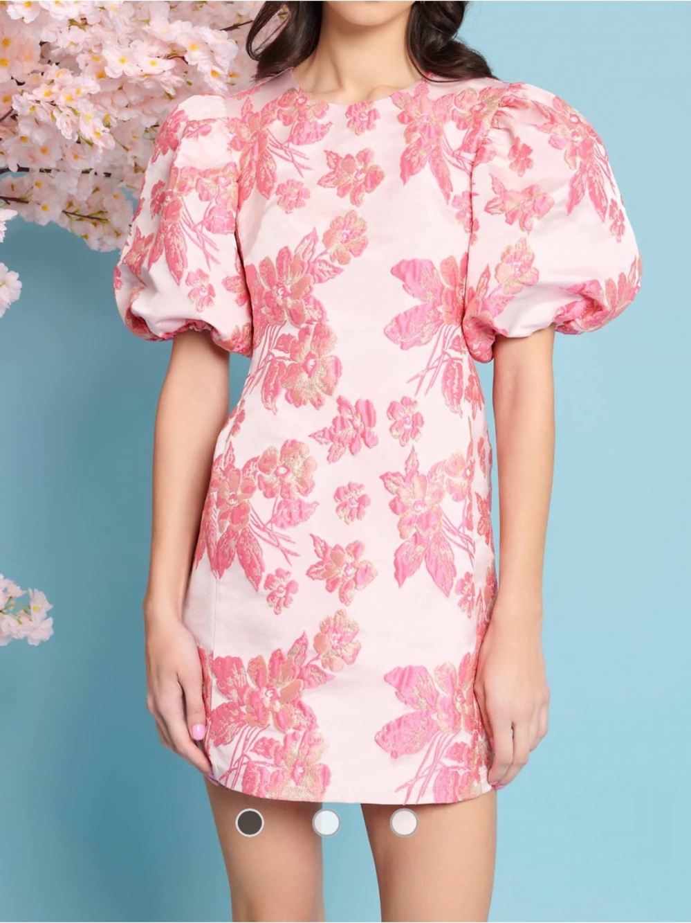Sister Jane floral jacquard mini dress in pink Small